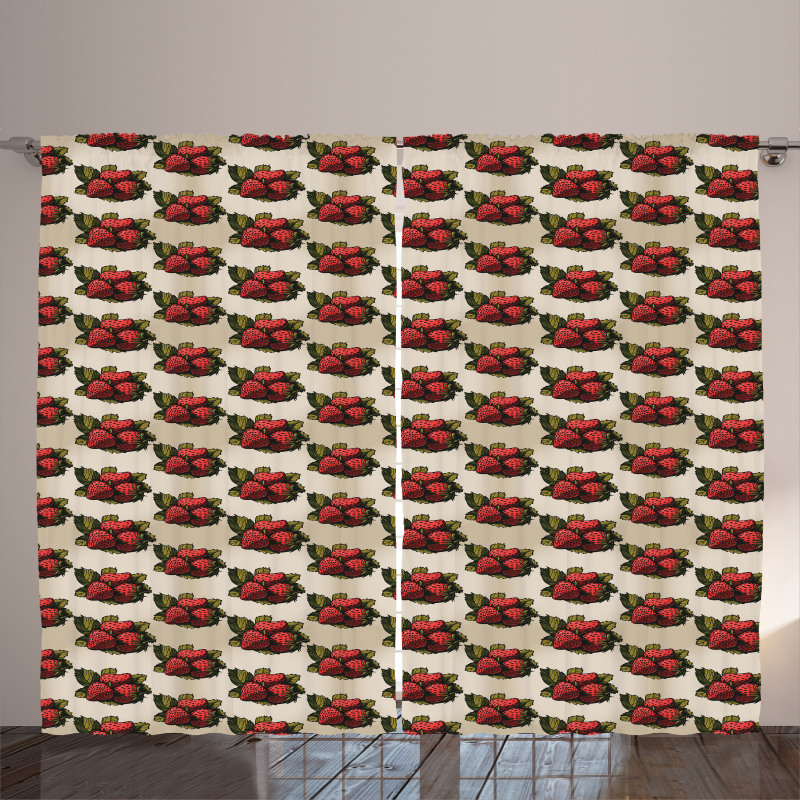 Hand Drawn Fruits Curtain