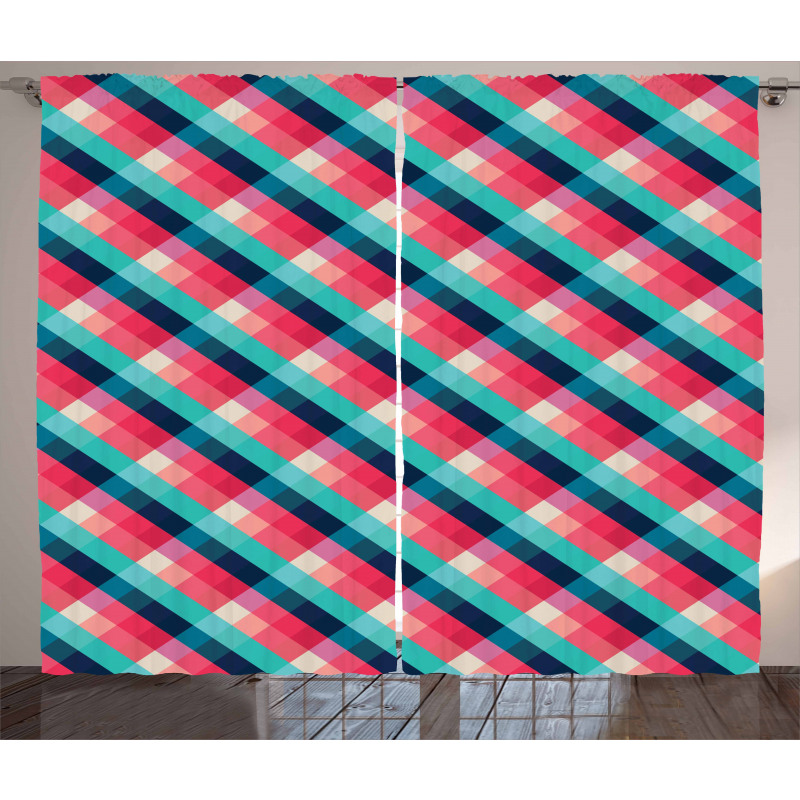 Diagonal Grid Rhombuses Curtain