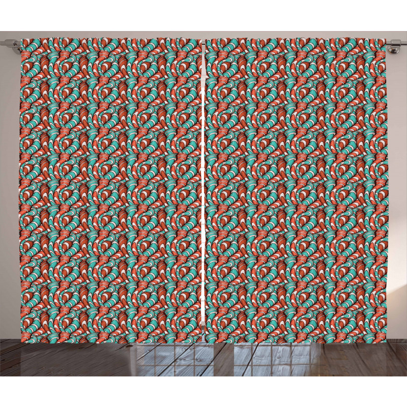 Wavy Lines Grunge Curtain