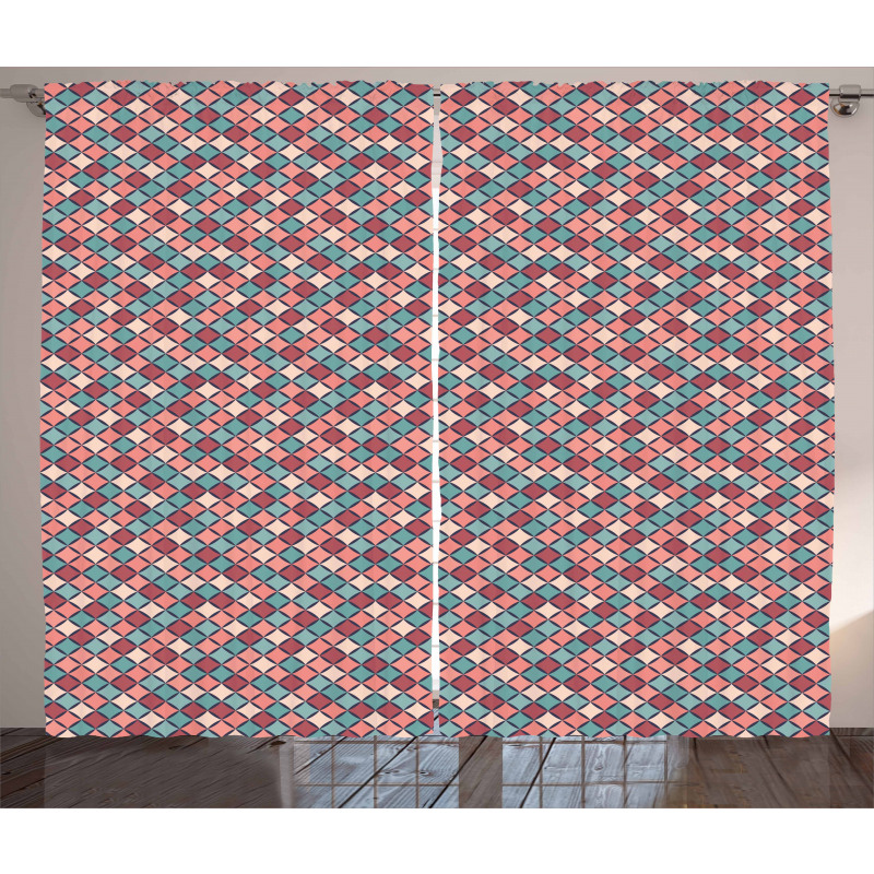 Retro Style Checkered Curtain