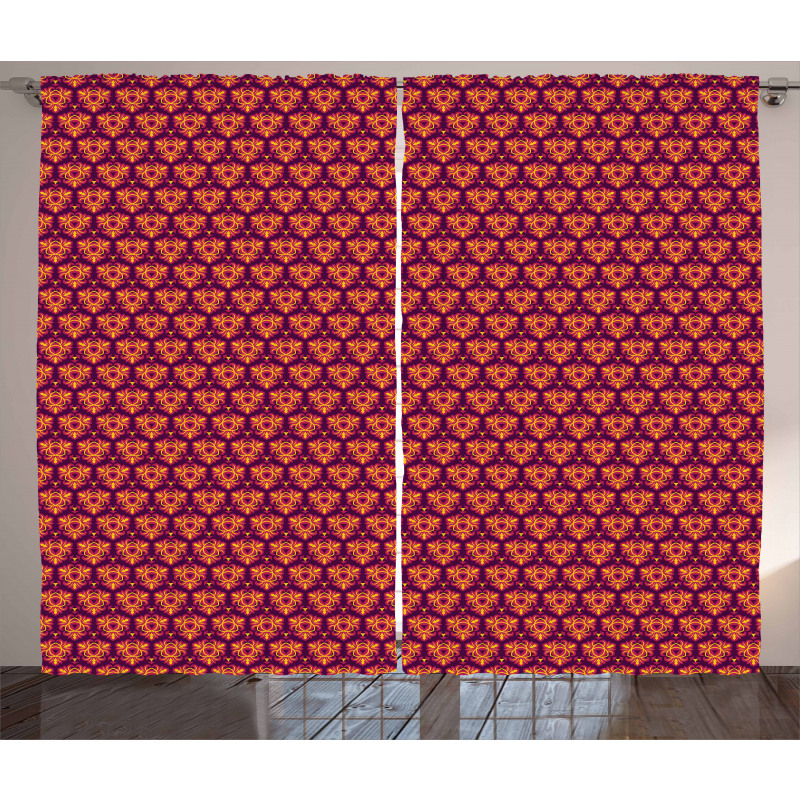 Symmetrical Floral Tile Curtain