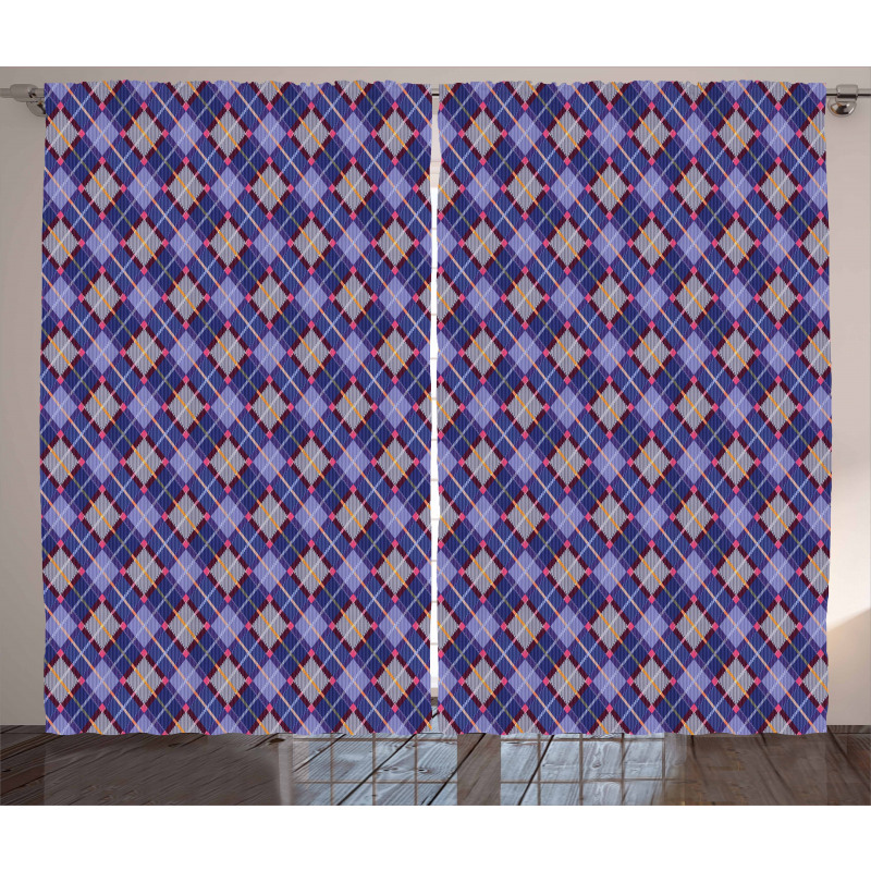 Rhombic Tartan Retro Curtain