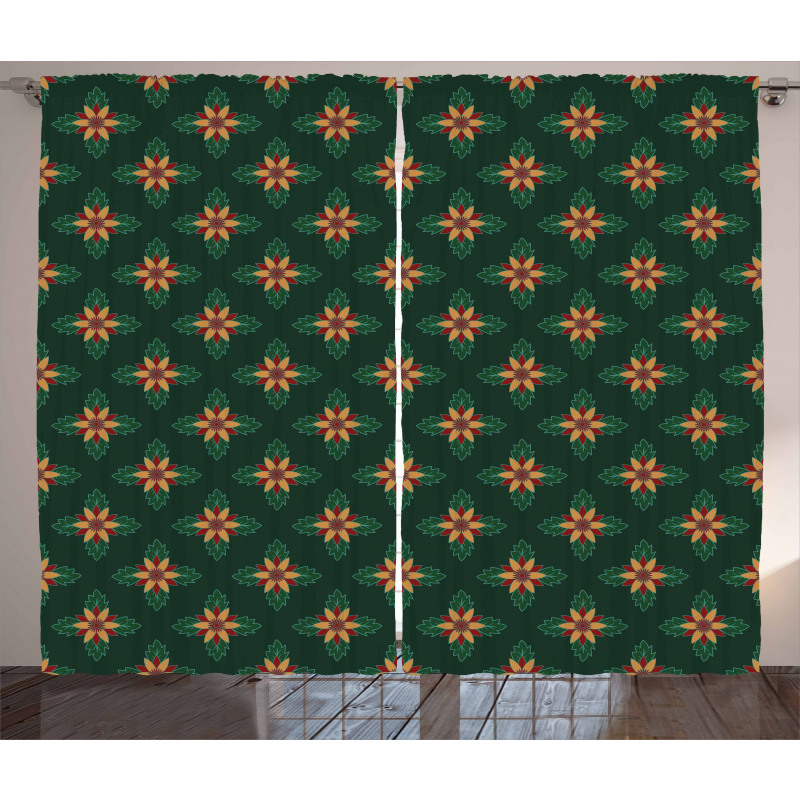 Ornate Flower Design Curtain