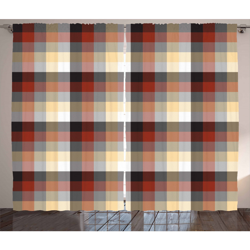 Colorful Quilt Motif Abstract Curtain