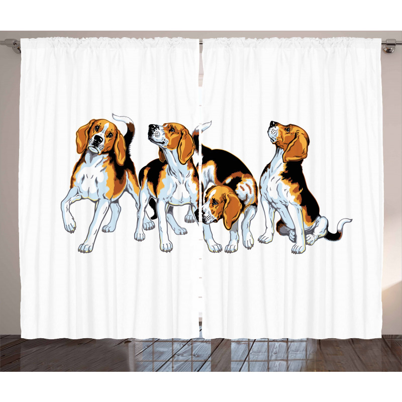 4 Beagle Hounds Play Curtain