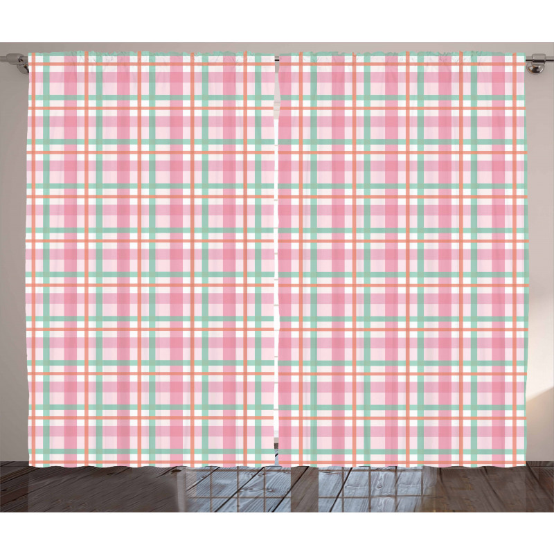 Pastel Color Checkered Curtain
