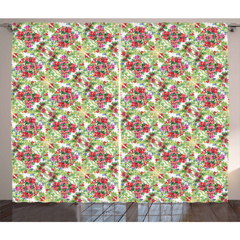 Watercolor Lily Bouquet Curtain