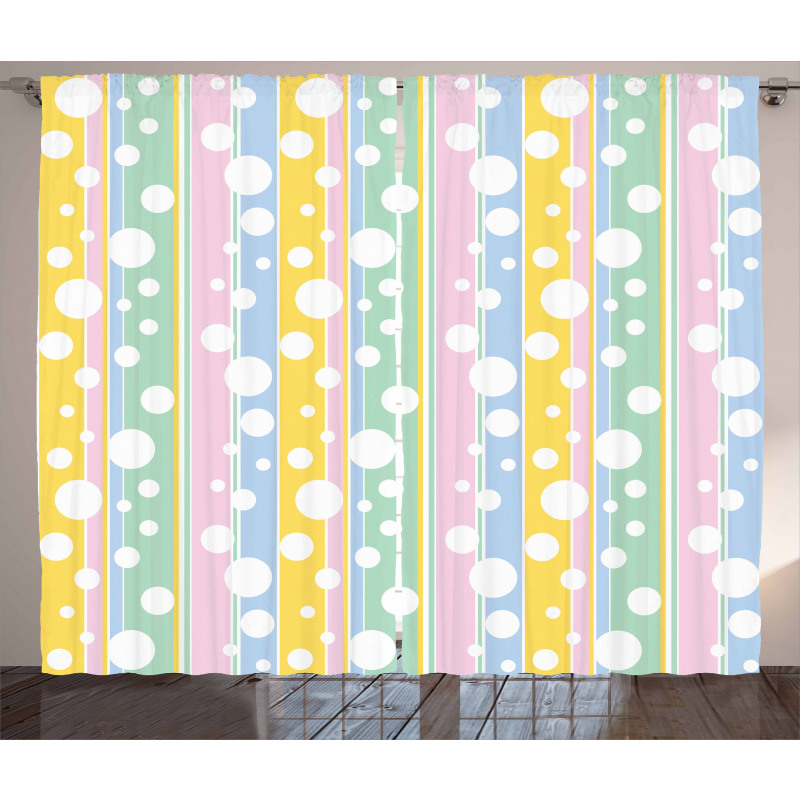Pastel Colored Stripes Curtain