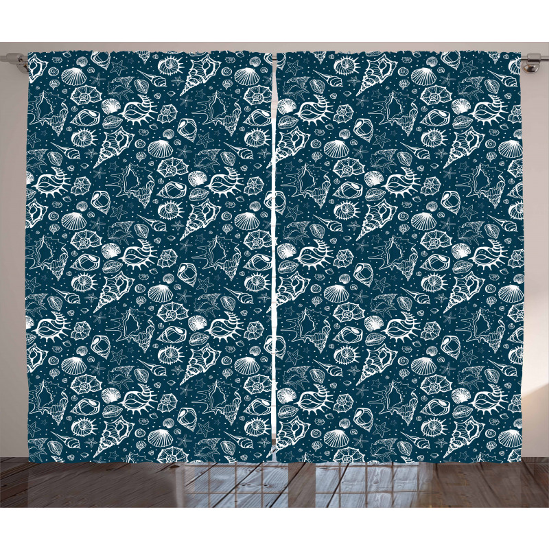 Sea Shells Art Curtain