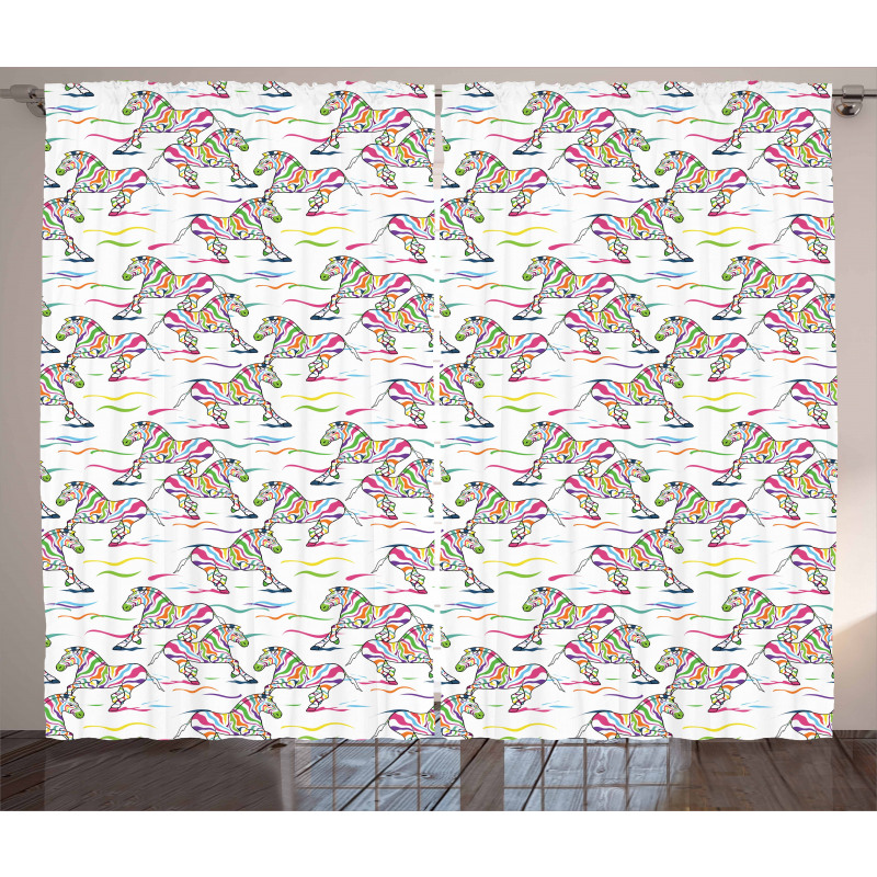 Running Colorful Animals Curtain