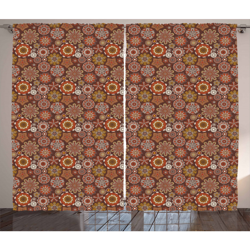 Floral Motifs Flowers Print Curtain