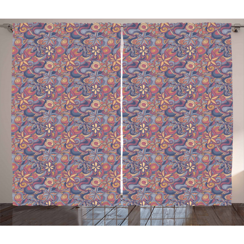 Colorful Blooms Curls Curtain