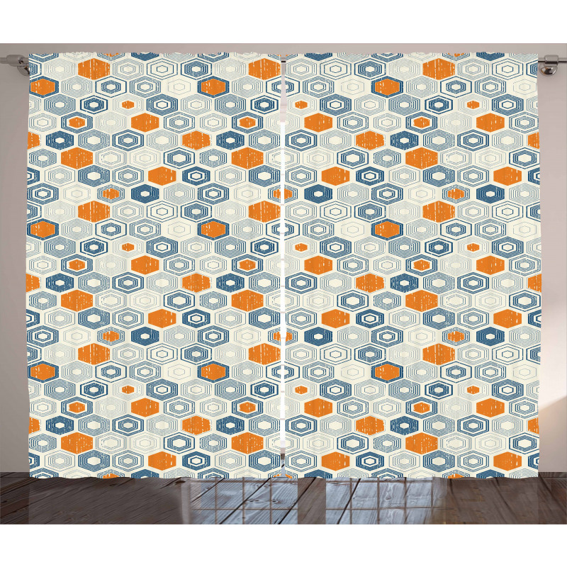 Bullseye Hexagon Motifs Curtain