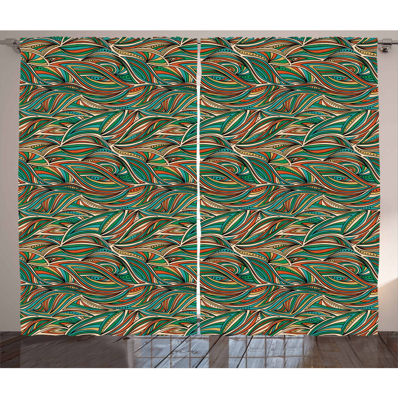 Colorful Swirled Lines Curtain