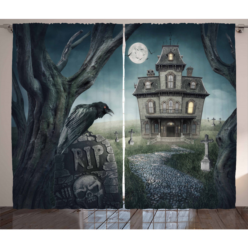 Haunted House Crow Tomb Curtain