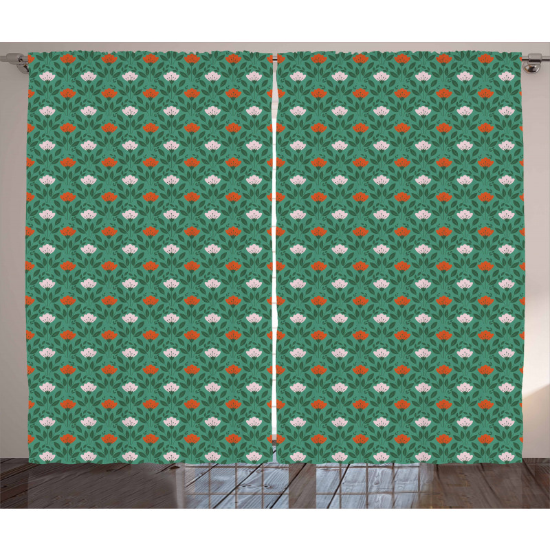 Ornate Spring Scene Curtain