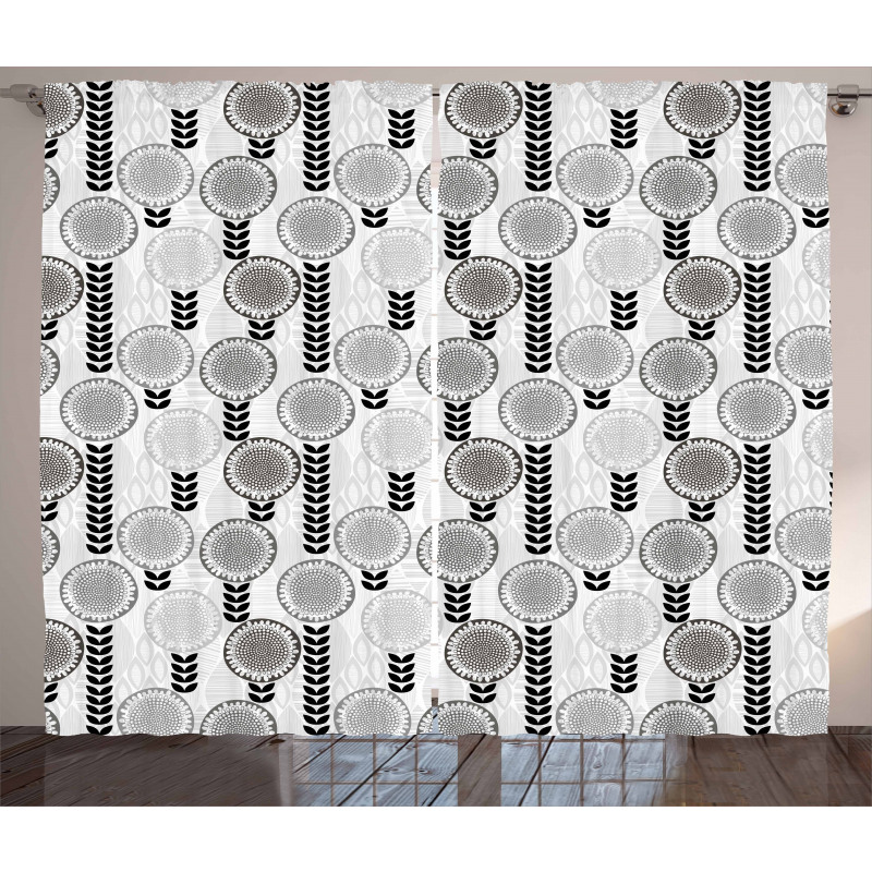 Greyscale Spring Bloom Curtain