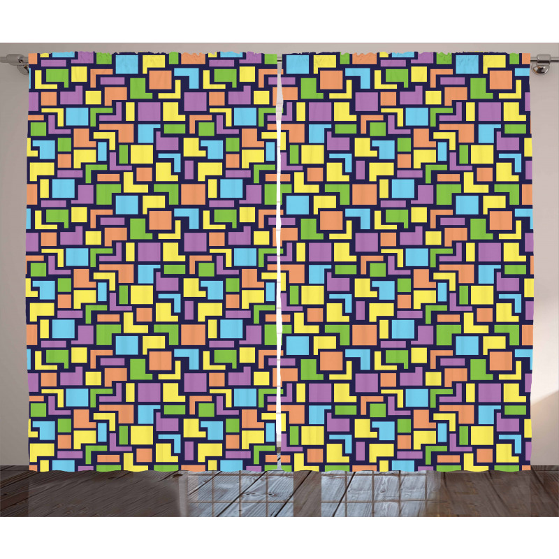 Retro Shapes Pattern Curtain
