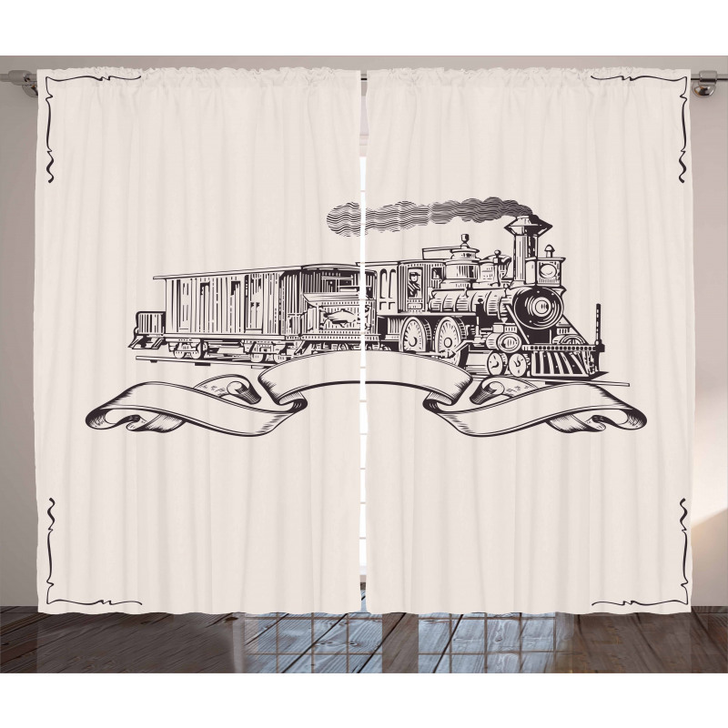 Old School Locomotive Curtain