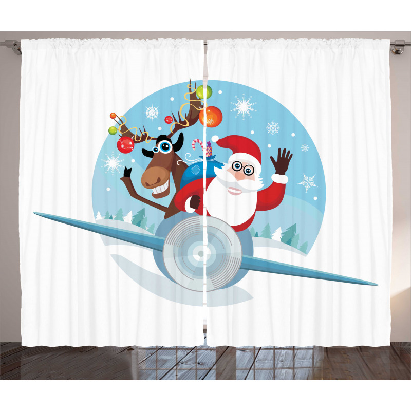 Reindeer and Santa Curtain