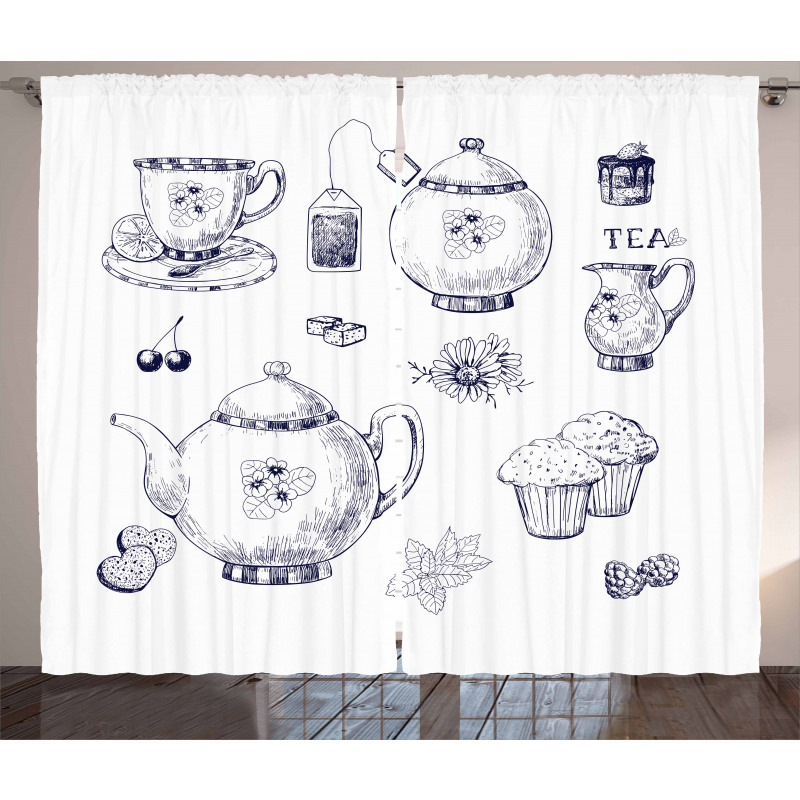 Teapots and Cups Curtain
