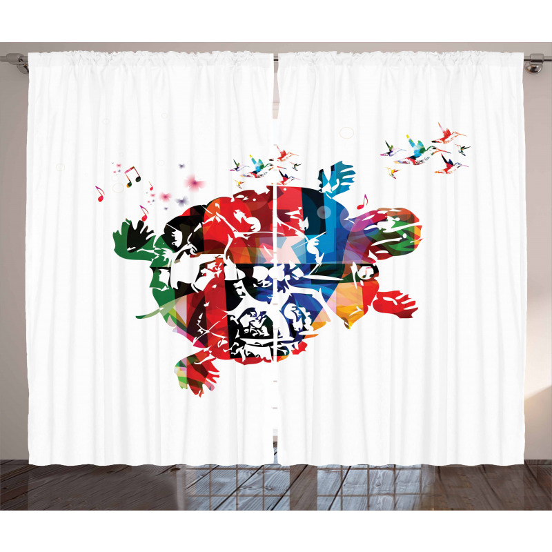 Abstract Turtle Notes Curtain