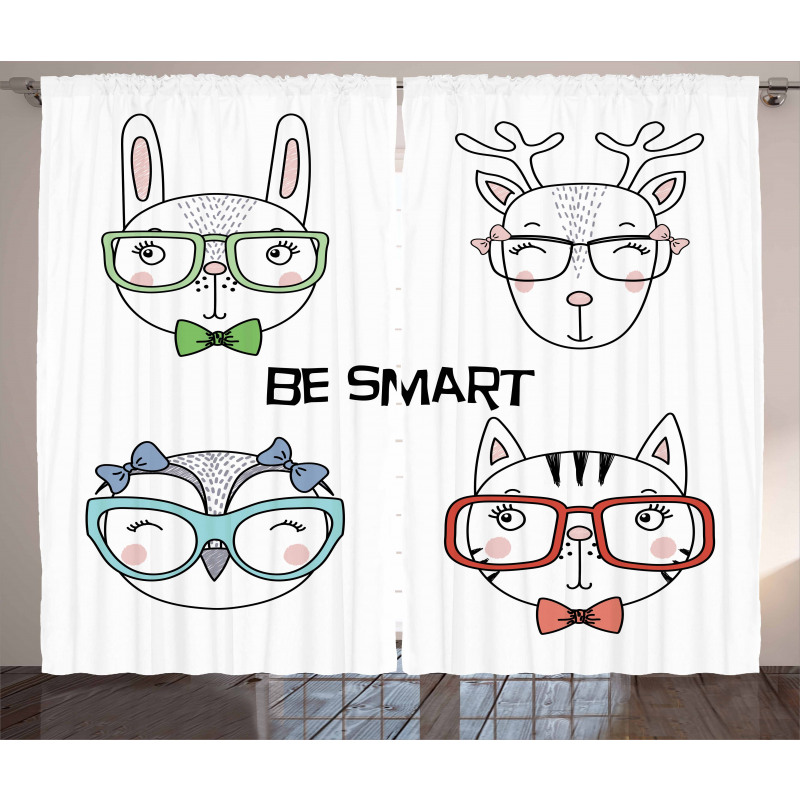 Funny Portraits Be Smart Curtain