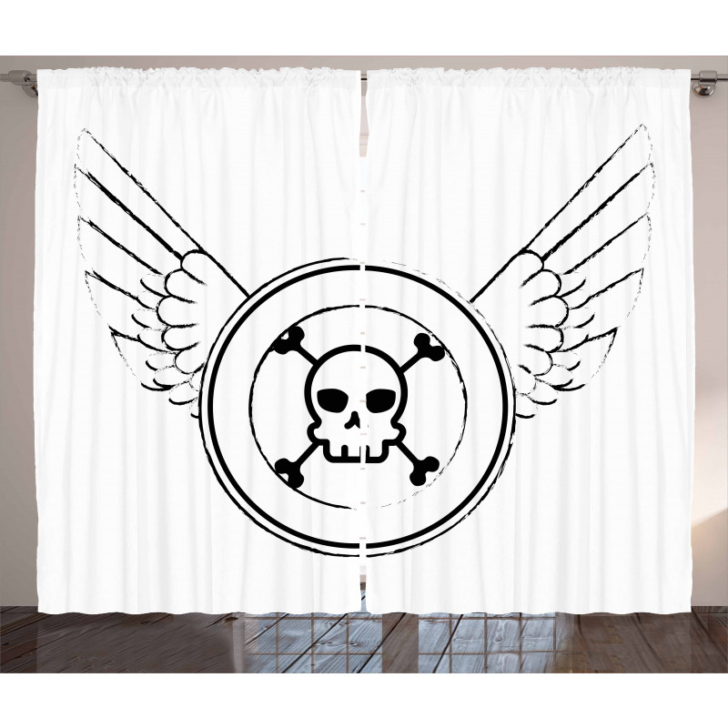 Grungy Stamp with Wings Curtain