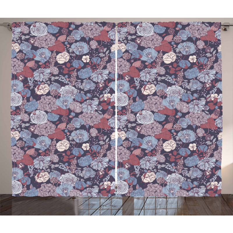 Romantic Flowers Garden Curtain