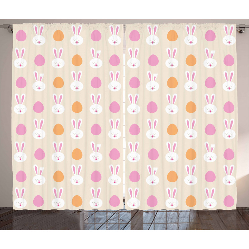 Bunny Faces and Eggs Curtain
