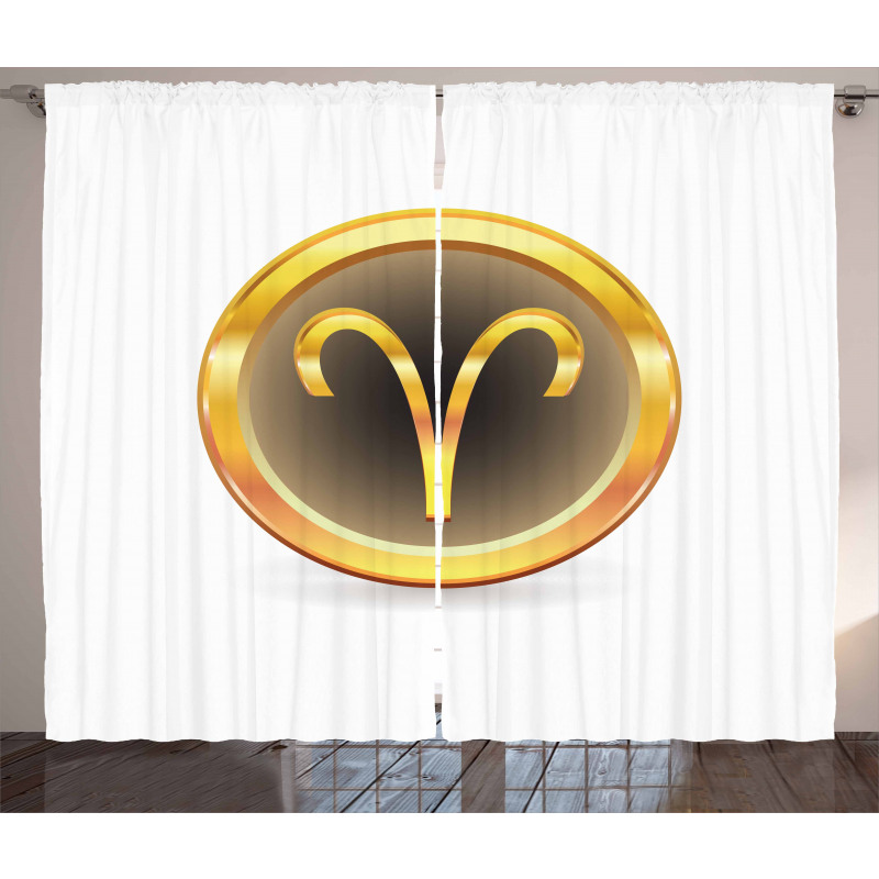 Yellow Round Sign Curtain