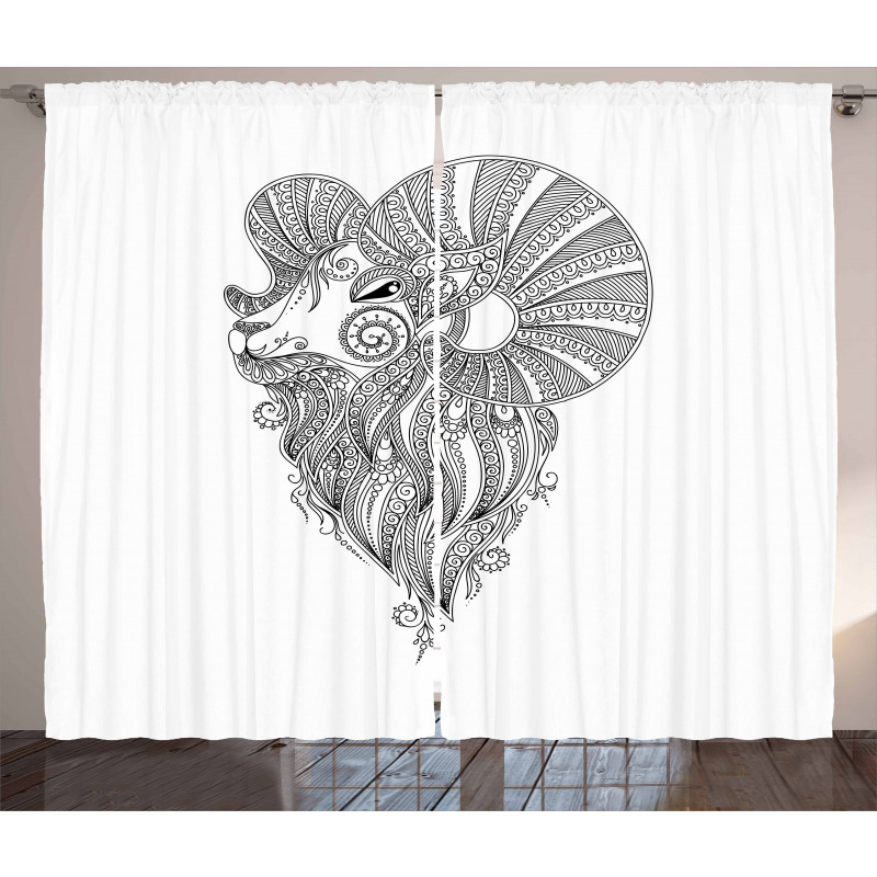 Zentangle Ram Doodle Curtain