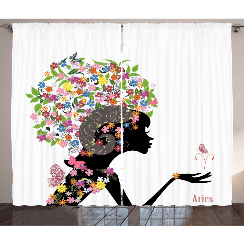 Girl with Flowers Curtain
