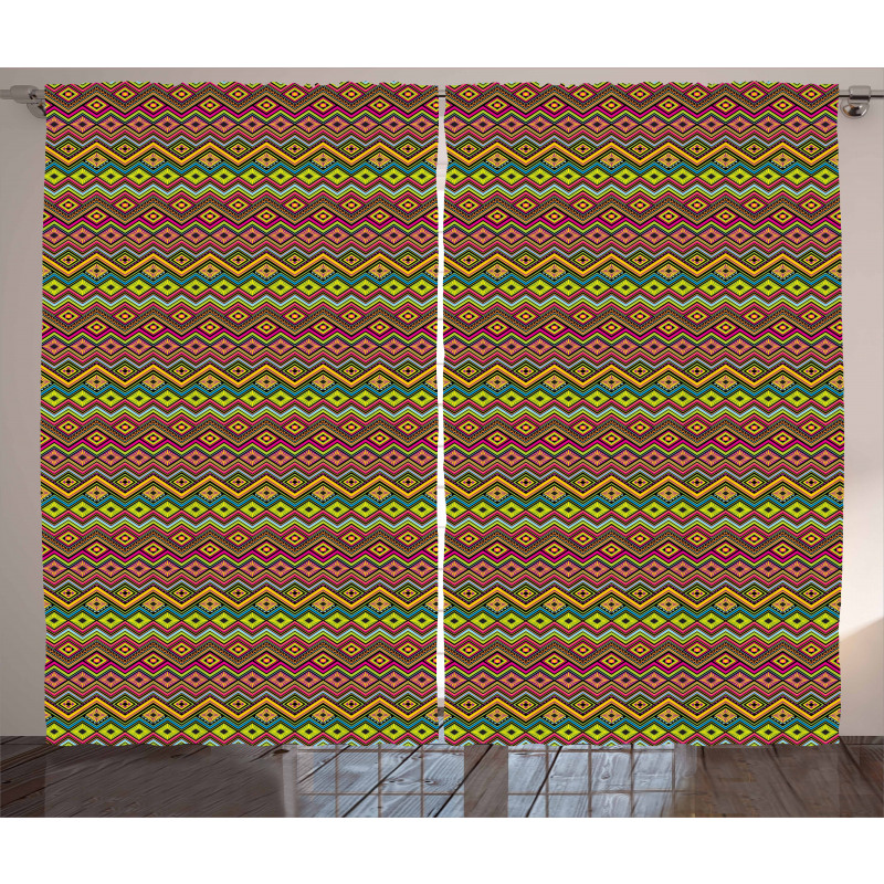Mexican Zigzag Motif Curtain