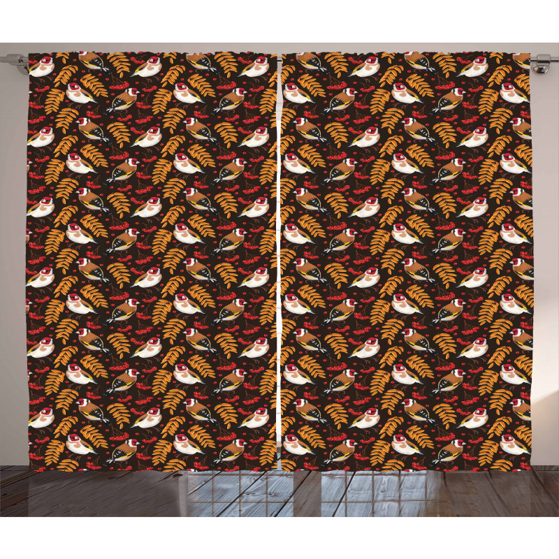 Goldfinch Berry Pattern Curtain