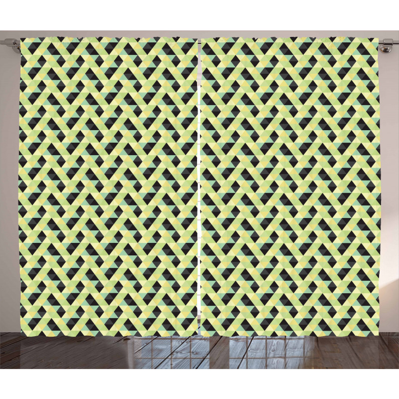 Abstract Grid Style Retro Curtain