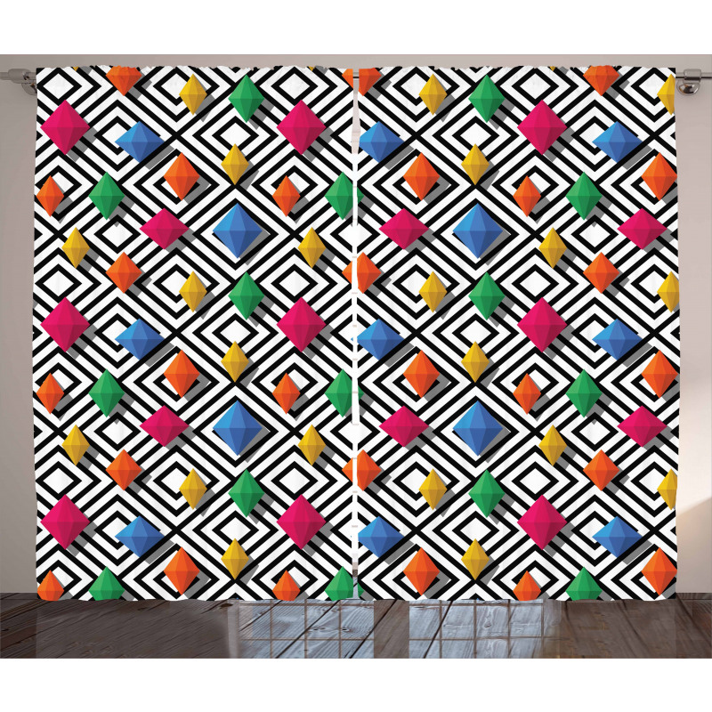 Colorful 3D Shapes Curtain