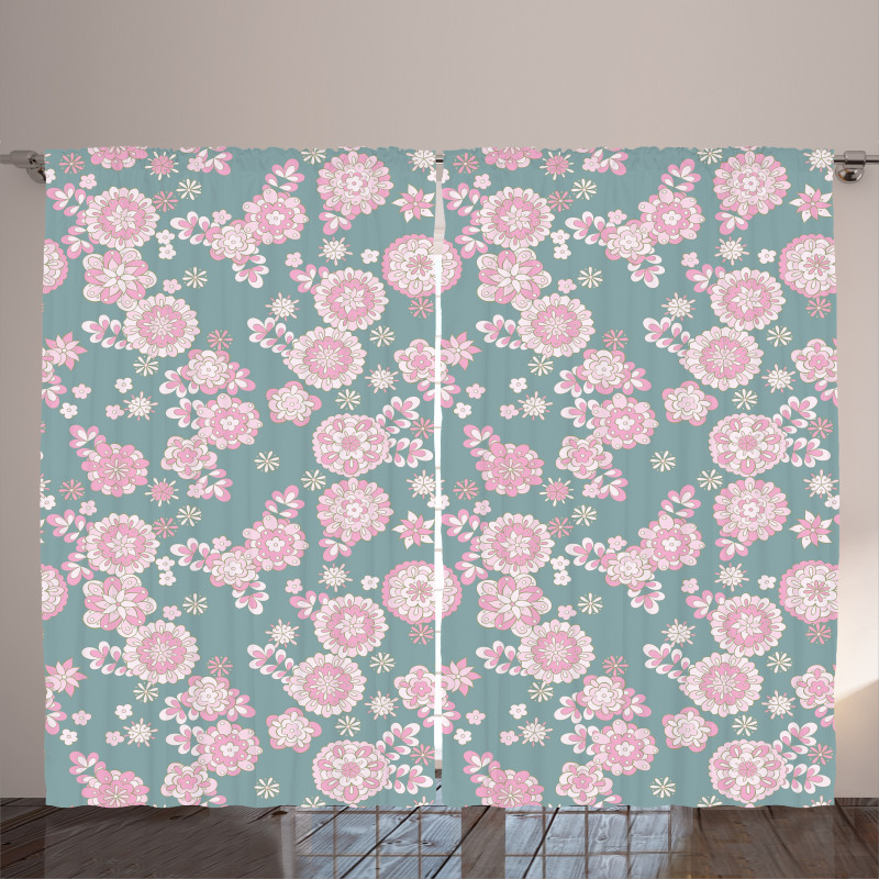 Romantic Pastel Foliage Curtain