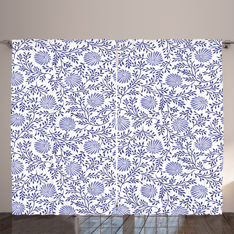 Japanese Bluebell Motif Curtain