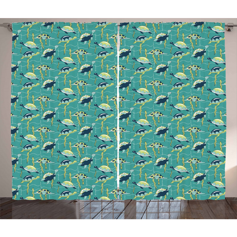 Ocean and Colorful Animals Curtain
