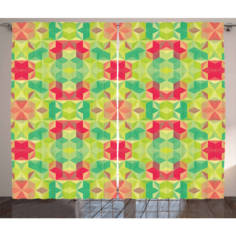 Mosaic Cubes Hexagon Curtain