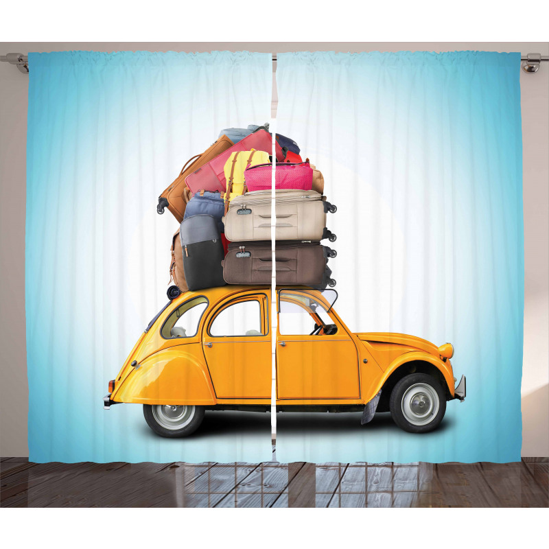 Old Car with Luggage Curtain