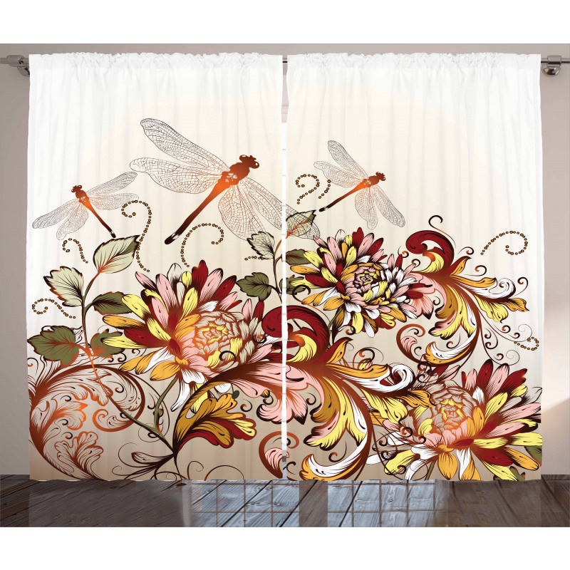 Flower Field Dragonfly Curtain