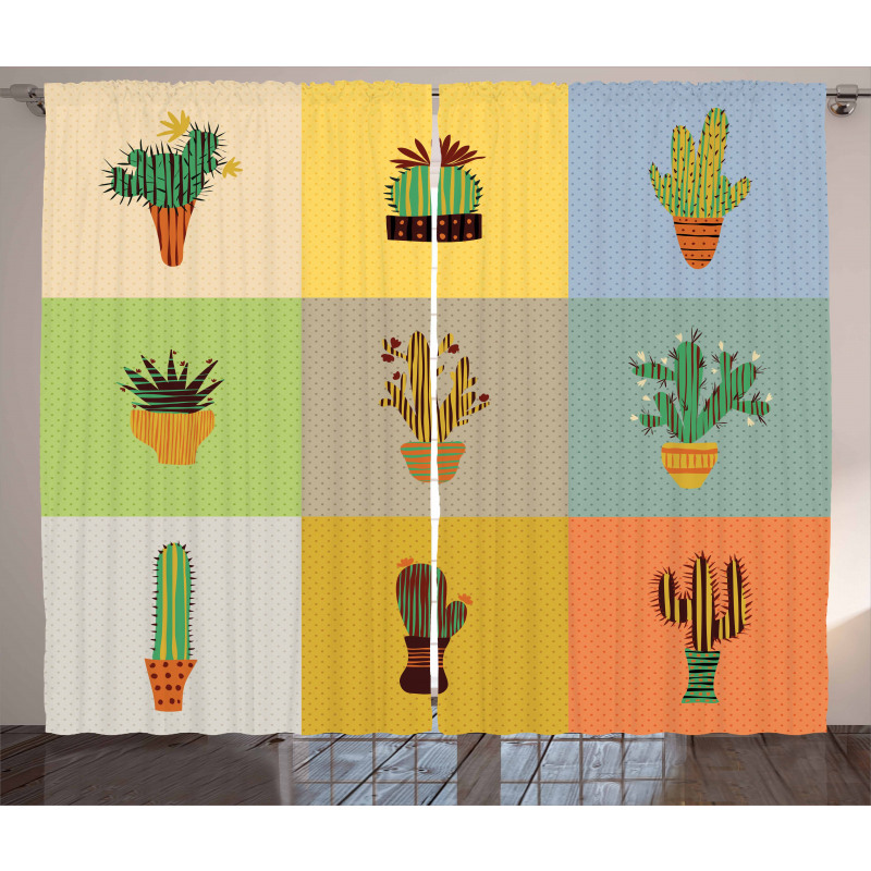 Botanical Cactus Flower Curtain