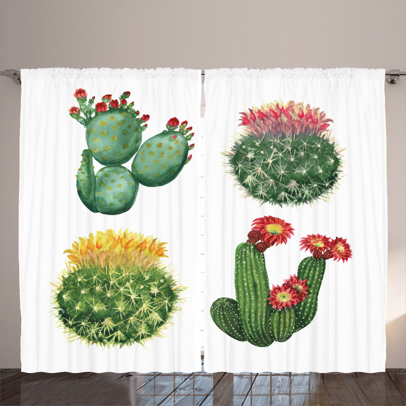 Watercolor Tropical Art Curtain