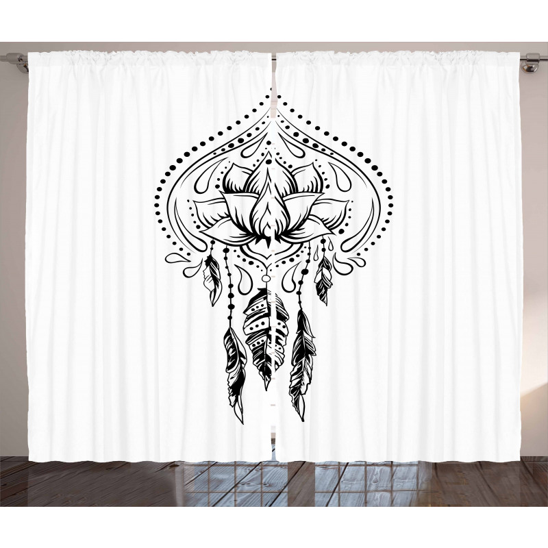 Doodle Paisley Design Curtain