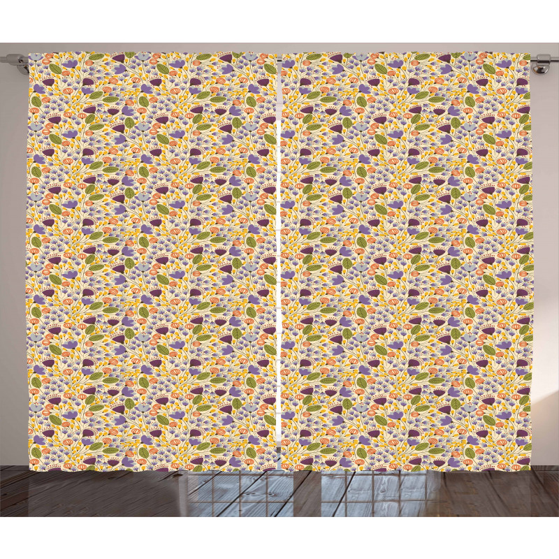 Romantic Doodle Retro Curtain