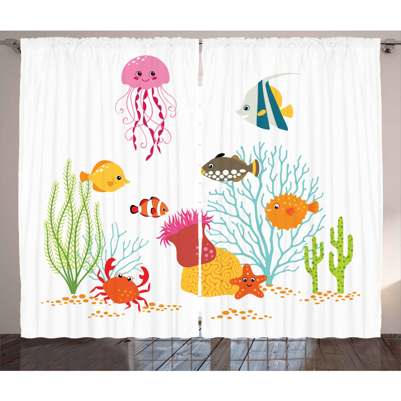 Cartoon Underwater Coral Curtain