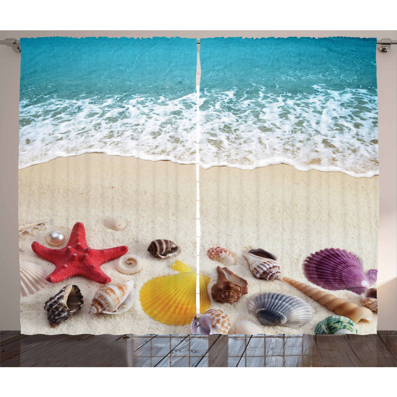 Sea Shells on Sandy Coast Curtain