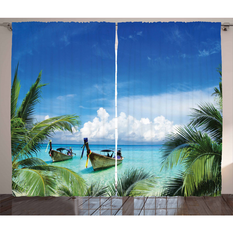 Palm Beach Fishing Boats Curtain